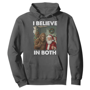 Funny Christmas Santa Bigfoot Hoodie I Believe In Both Xmas Holiday TS11 Dark Heather Print Your Wear
