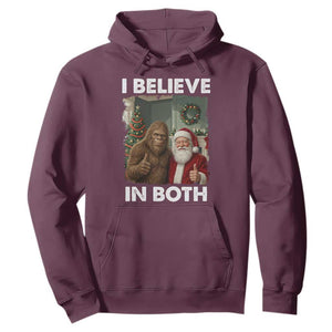 Funny Christmas Santa Bigfoot Hoodie I Believe In Both Xmas Holiday TS11 Maroon Print Your Wear