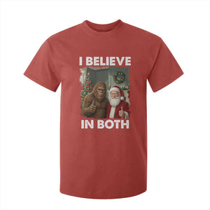 Funny Christmas Santa Bigfoot T Shirt For Kid I Believe In Both Xmas Holiday TS11 Red Print Your Wear