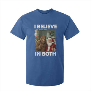 Funny Christmas Santa Bigfoot T Shirt For Kid I Believe In Both Xmas Holiday TS11 Royal Blue Print Your Wear