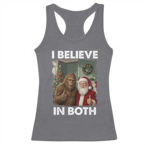 Funny Christmas Santa Bigfoot Racerback Tank Top I Believe In Both Xmas Holiday TS11 Charcoal Print Your Wear