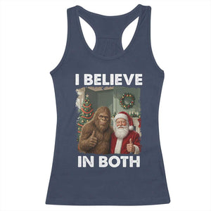 Funny Christmas Santa Bigfoot Racerback Tank Top I Believe In Both Xmas Holiday TS11 Navy Print Your Wear