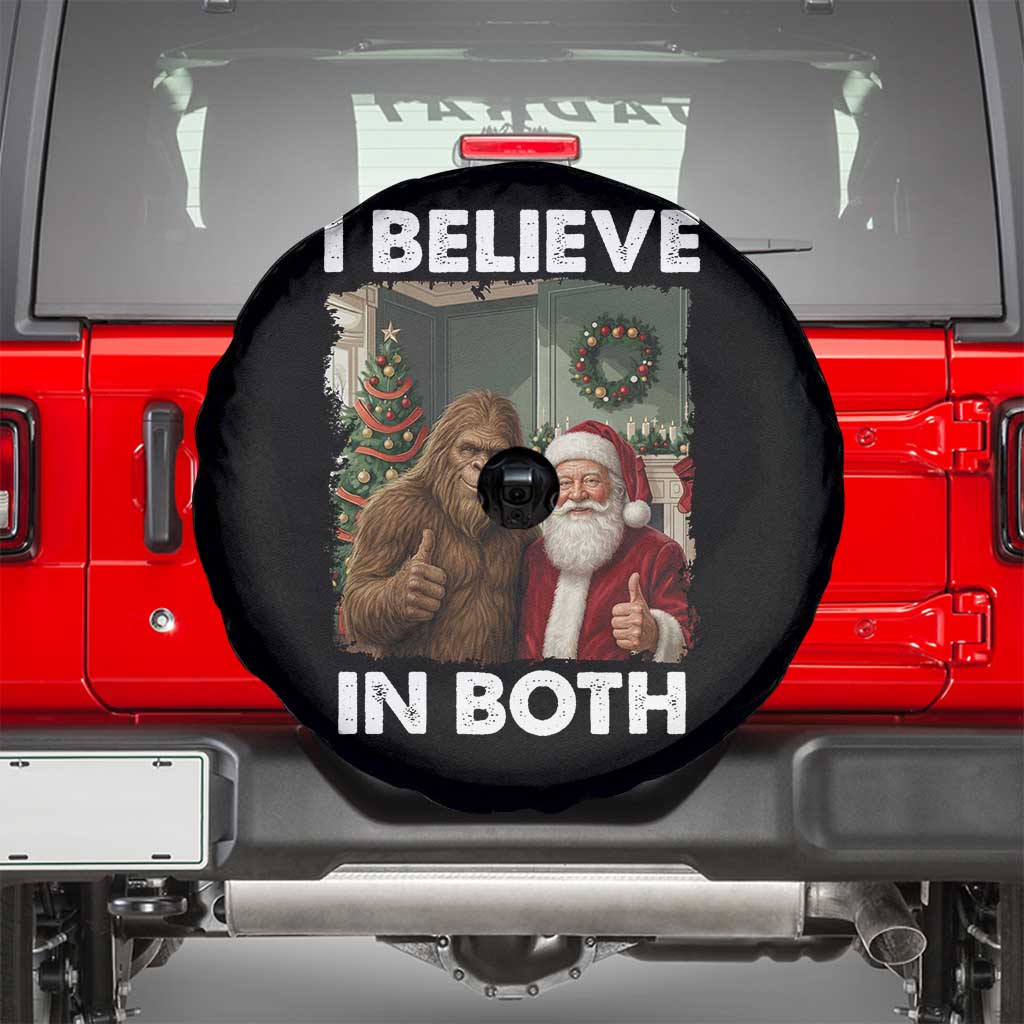 Funny Christmas Santa Bigfoot Spare Tire Cover I Believe In Both Xmas Holiday TS11 Black Print Your Wear