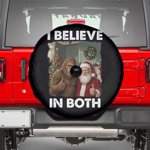 Funny Christmas Santa Bigfoot Spare Tire Cover I Believe In Both Xmas Holiday TS11 Black Print Your Wear