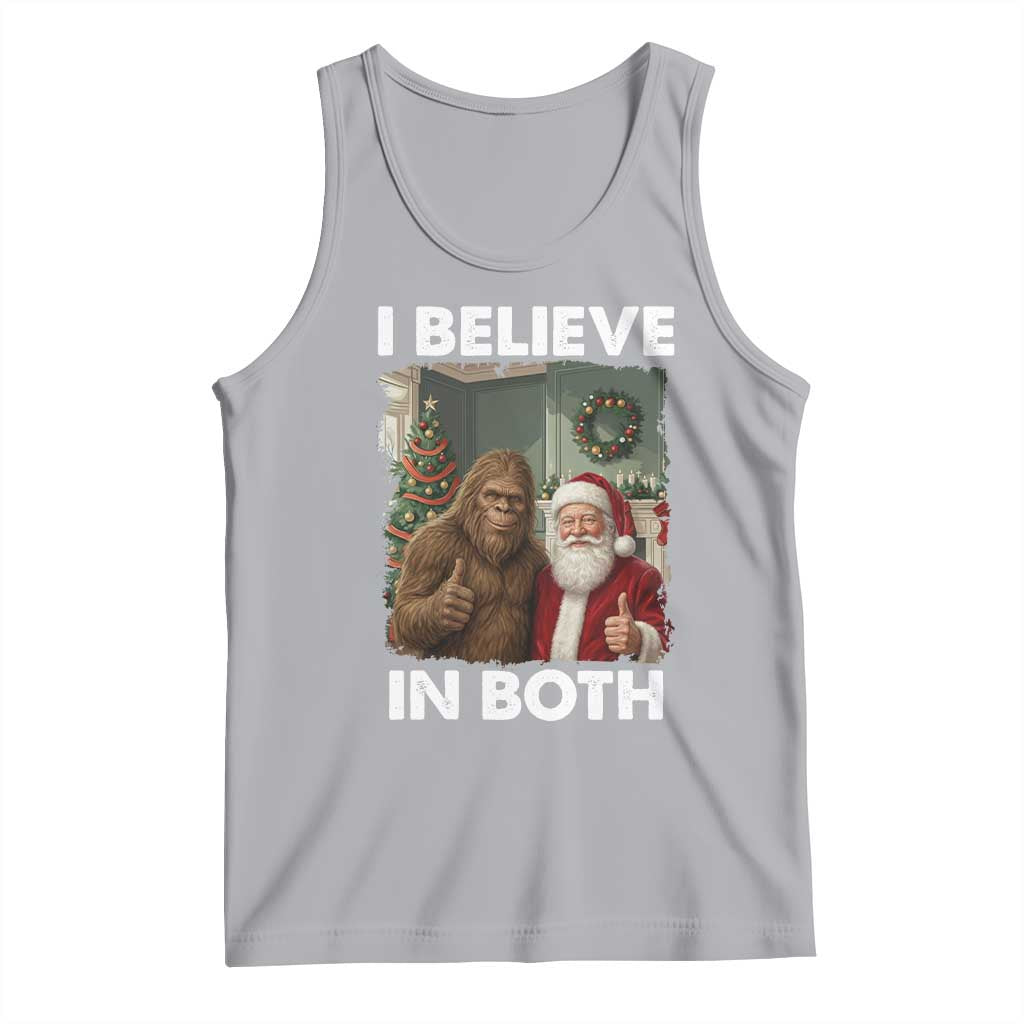 Funny Christmas Santa Bigfoot Tank Top I Believe In Both Xmas Holiday TS11 Athletic Heather Print Your Wear