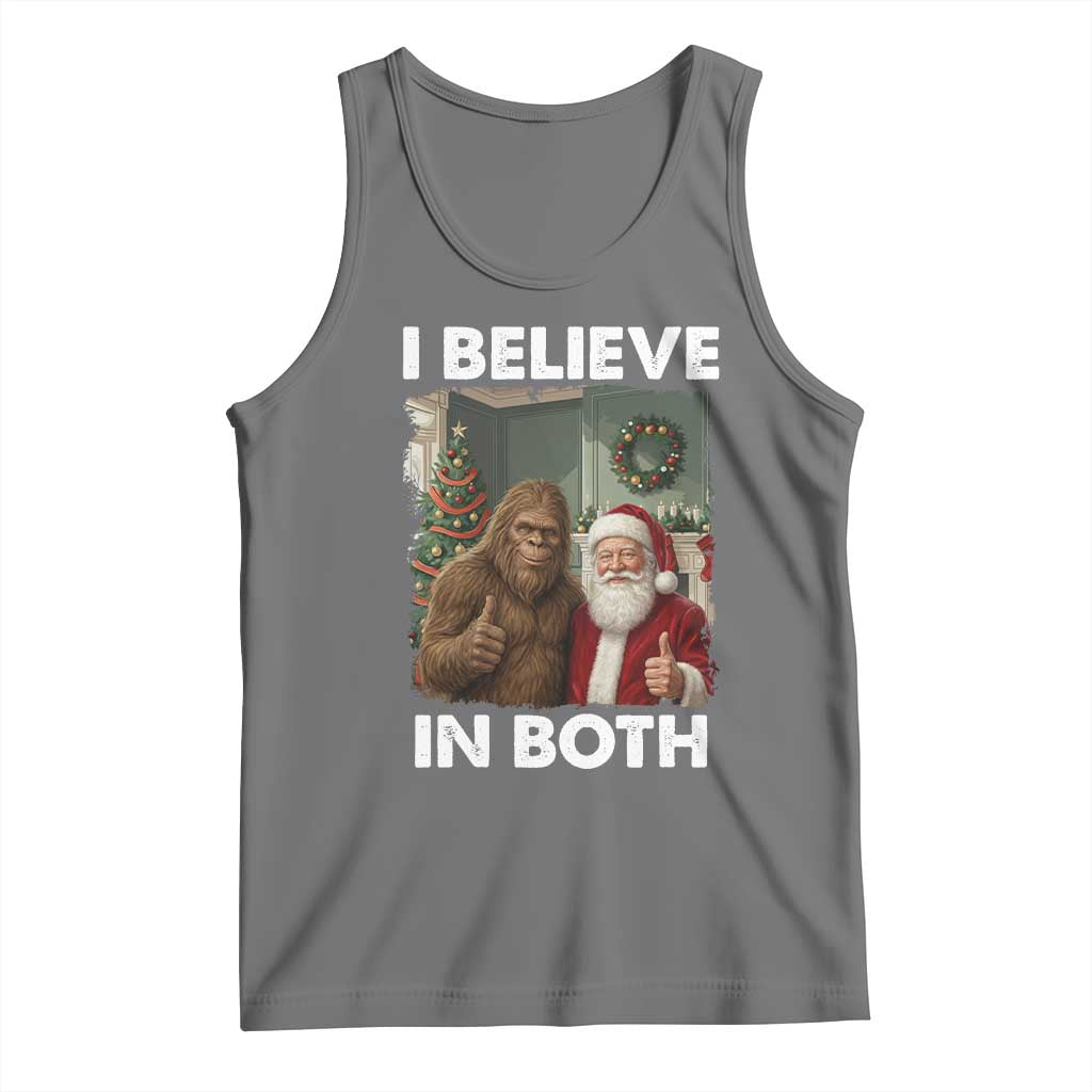 Funny Christmas Santa Bigfoot Tank Top I Believe In Both Xmas Holiday TS11 Black Heather Print Your Wear