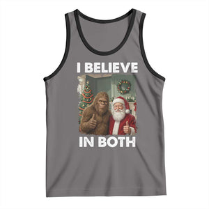 Funny Christmas Santa Bigfoot Tank Top I Believe In Both Xmas Holiday TS11 Deep Heather Black Print Your Wear