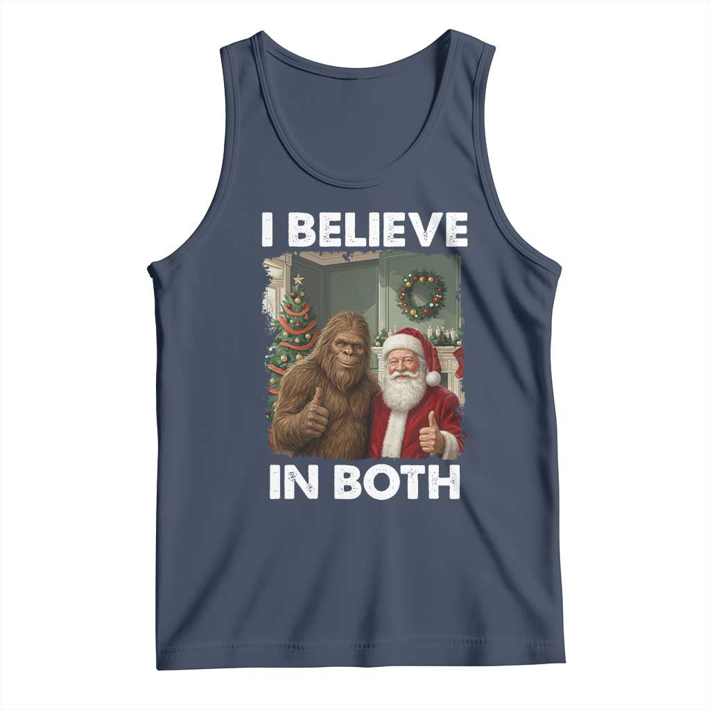 Funny Christmas Santa Bigfoot Tank Top I Believe In Both Xmas Holiday TS11 Navy Print Your Wear
