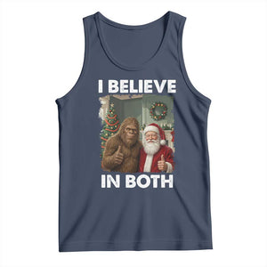Funny Christmas Santa Bigfoot Tank Top I Believe In Both Xmas Holiday TS11 Navy Print Your Wear