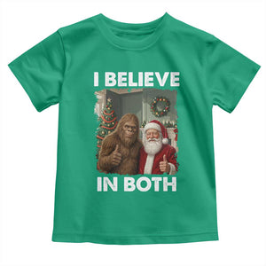 Funny Christmas Santa Bigfoot Toddler T Shirt I Believe In Both Xmas Holiday TS11 Irish Green Print Your Wear