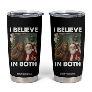 Funny Christmas Santa Bigfoot Tumbler Cup I Believe In Both Xmas Holiday TS11 Black Print Your Wear
