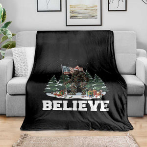 Funny Believe Bigfoot Christmas Throw Blanket American Flag Sasquatch Holiday Gift TS11 Print Your Wear