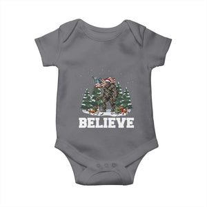 Funny Believe Bigfoot Christmas Baby Onesie American Flag Sasquatch Holiday Gift TS11 Charcoal Print Your Wear