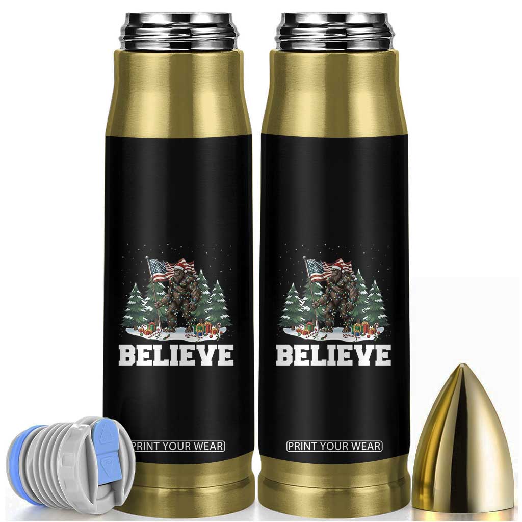 Funny Believe Bigfoot Christmas Bullet Tumbler American Flag Sasquatch Holiday Gift TS11 Black Print Your Wear