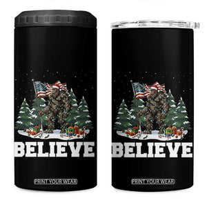 Funny Believe Bigfoot Christmas 4 in 1 Can Cooler Tumbler American Flag Sasquatch Holiday Gift TS11 One Size: 16 oz Black Print Your Wear