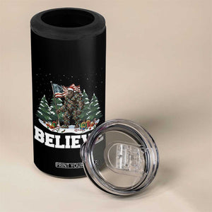 Funny Believe Bigfoot Christmas 4 in 1 Can Cooler Tumbler American Flag Sasquatch Holiday Gift TS11 Print Your Wear