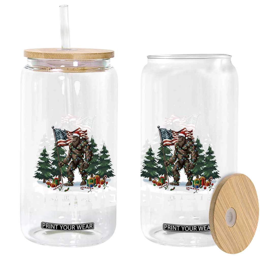 Funny Believe Bigfoot Christmas Glass Can American Flag Sasquatch Holiday Gift TS11 Print Your Wear