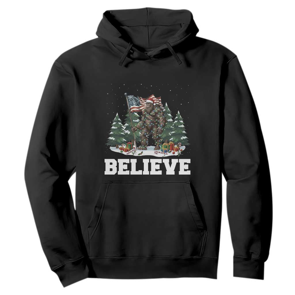 Funny Believe Bigfoot Christmas Hoodie American Flag Sasquatch Holiday Gift TS11 Black Print Your Wear