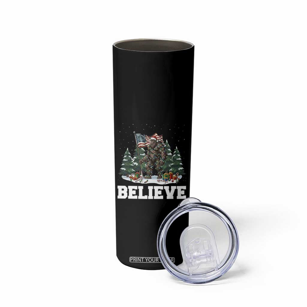 Funny Believe Bigfoot Christmas Skinny Tumbler American Flag Sasquatch Holiday Gift TS11 Print Your Wear