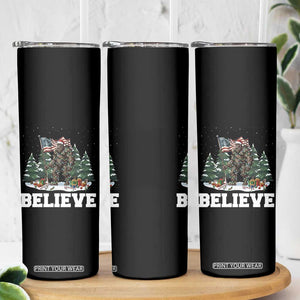 Funny Believe Bigfoot Christmas Skinny Tumbler American Flag Sasquatch Holiday Gift TS11 Print Your Wear