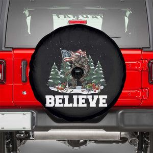 Funny Believe Bigfoot Christmas Spare Tire Cover American Flag Sasquatch Holiday Gift TS11 Black Print Your Wear