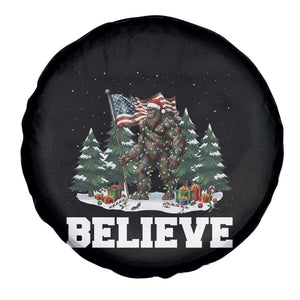 Funny Believe Bigfoot Christmas Spare Tire Cover American Flag Sasquatch Holiday Gift TS11 Print Your Wear