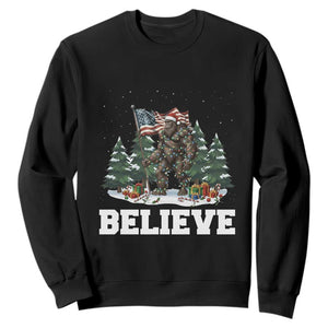 Funny Believe Bigfoot Christmas Sweatshirt American Flag Sasquatch Holiday Gift TS11 Black Print Your Wear