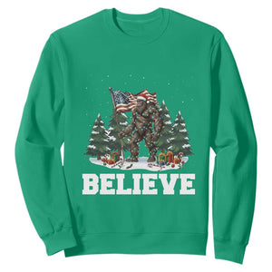 Funny Believe Bigfoot Christmas Sweatshirt American Flag Sasquatch Holiday Gift TS11 Irish Green Print Your Wear