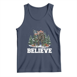 Funny Believe Bigfoot Christmas Tank Top American Flag Sasquatch Holiday Gift TS11 Navy Print Your Wear
