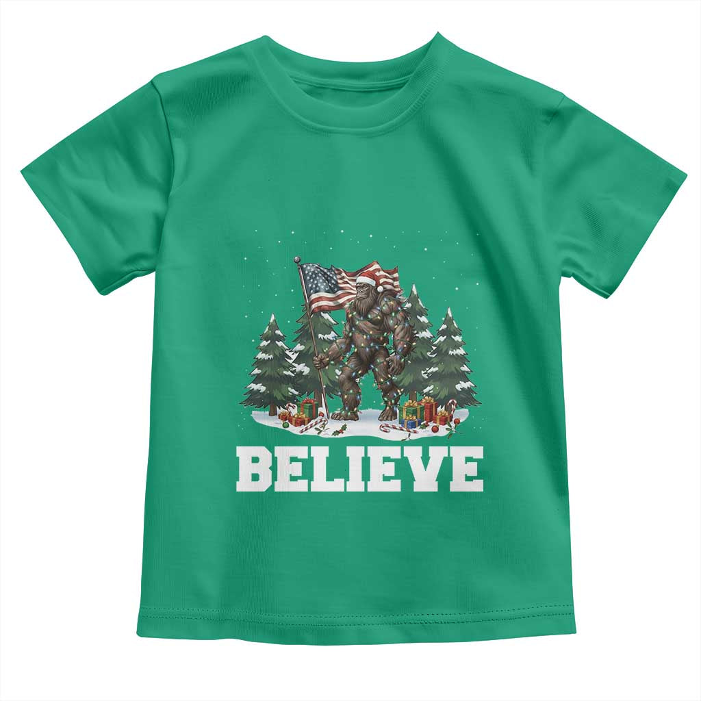 Funny Believe Bigfoot Christmas Toddler T Shirt American Flag Sasquatch Holiday Gift TS11 Irish Green Print Your Wear