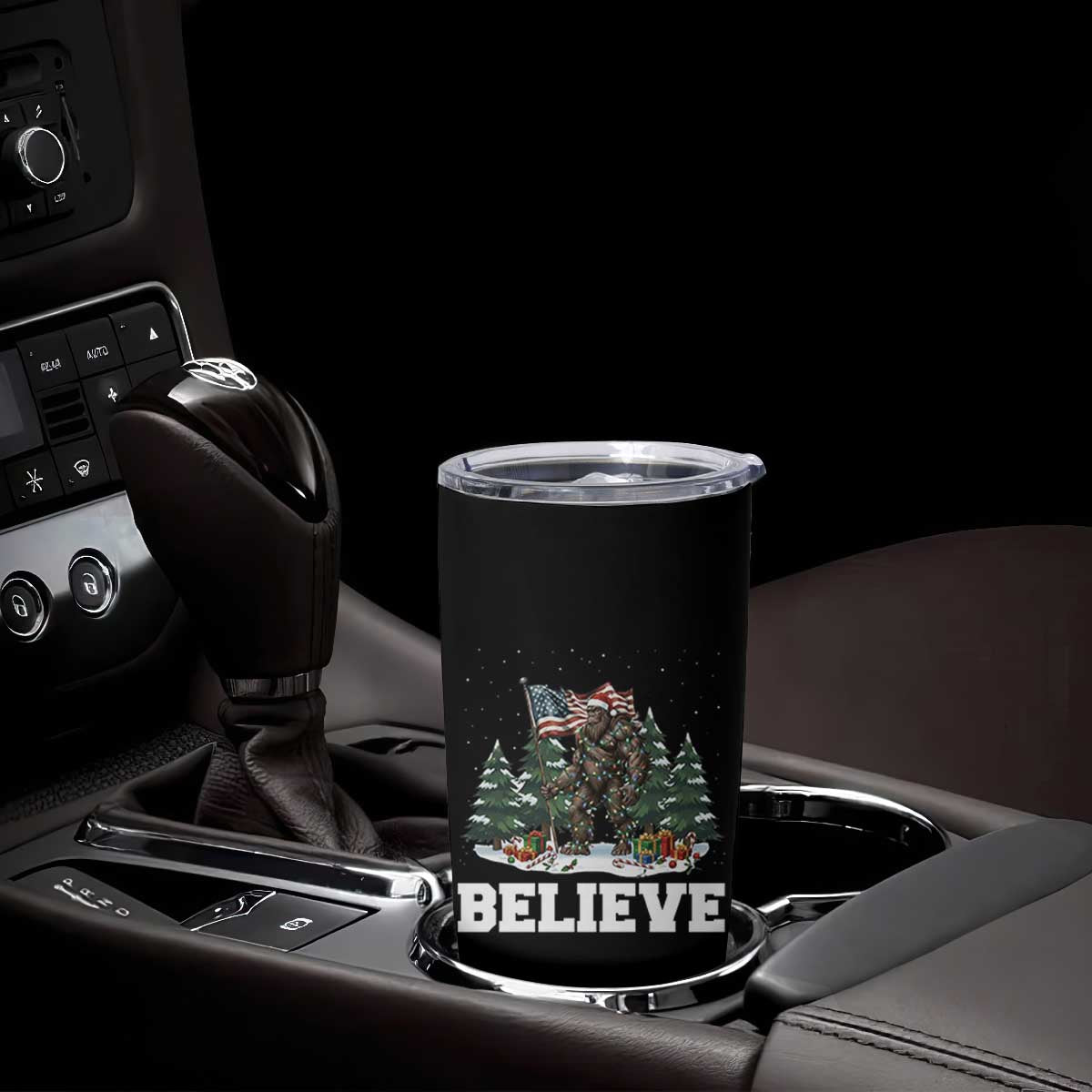 Funny Believe Bigfoot Christmas Tumbler Cup American Flag Sasquatch Holiday Gift TS11 Print Your Wear