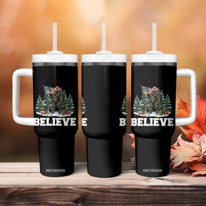 Funny Believe Bigfoot Christmas Tumbler With Handle American Flag Sasquatch Holiday Gift TS11 Print Your Wear