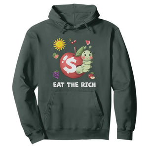 Funny Eat The Rich Hoodie Hungry Caterpillar Fruit Social Activist TS11 Dark Forest Green Print Your Wear