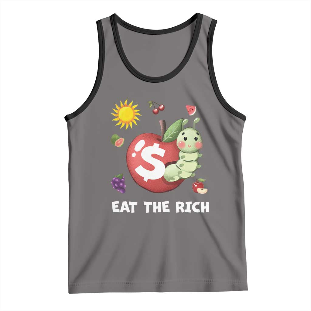 Funny Eat The Rich Tank Top Hungry Caterpillar Fruit Social Activist TS11 Deep Heather Black Print Your Wear