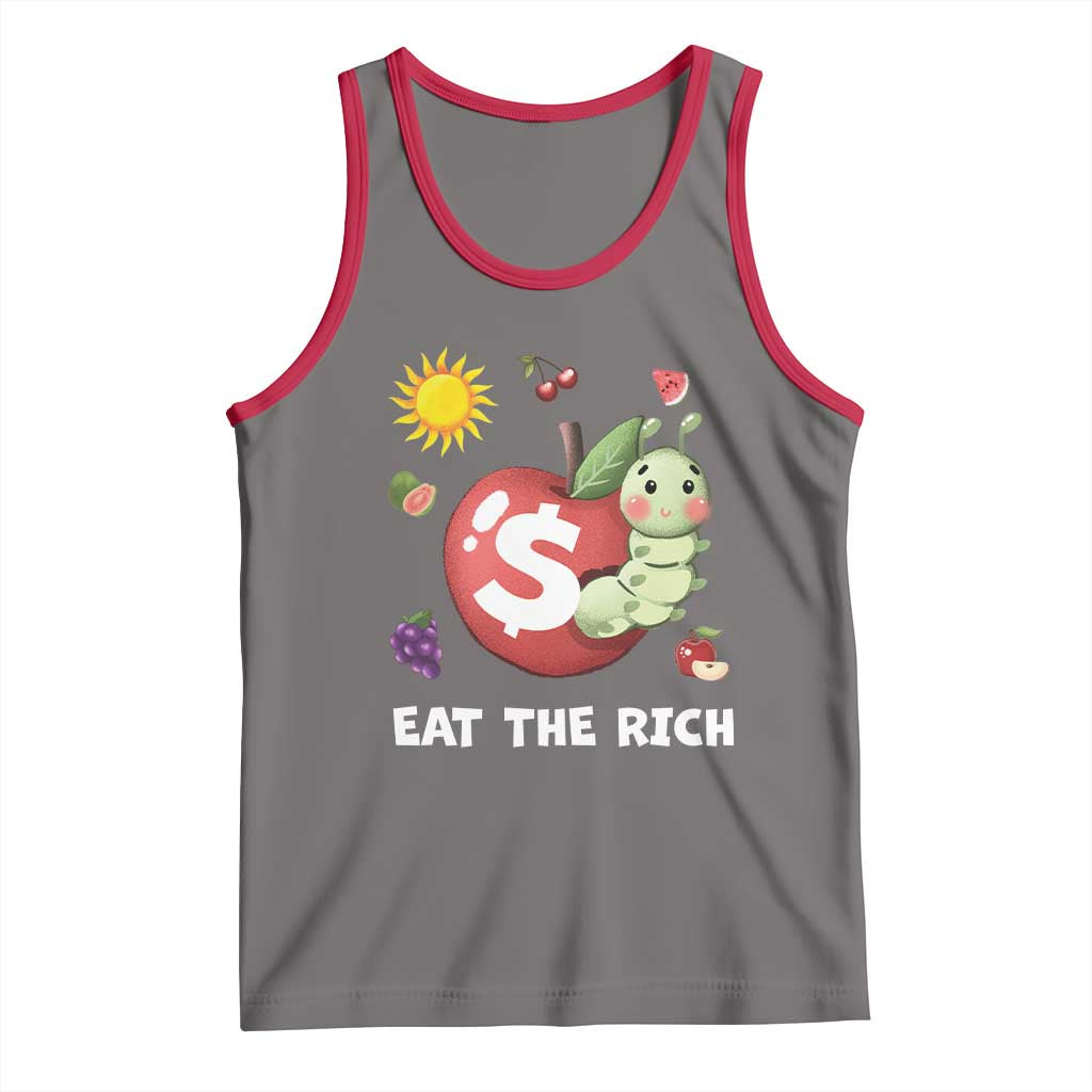 Funny Eat The Rich Tank Top Hungry Caterpillar Fruit Social Activist TS11 Deep Heather Red Print Your Wear