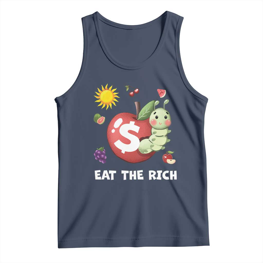 Funny Eat The Rich Tank Top Hungry Caterpillar Fruit Social Activist TS11 Navy Print Your Wear