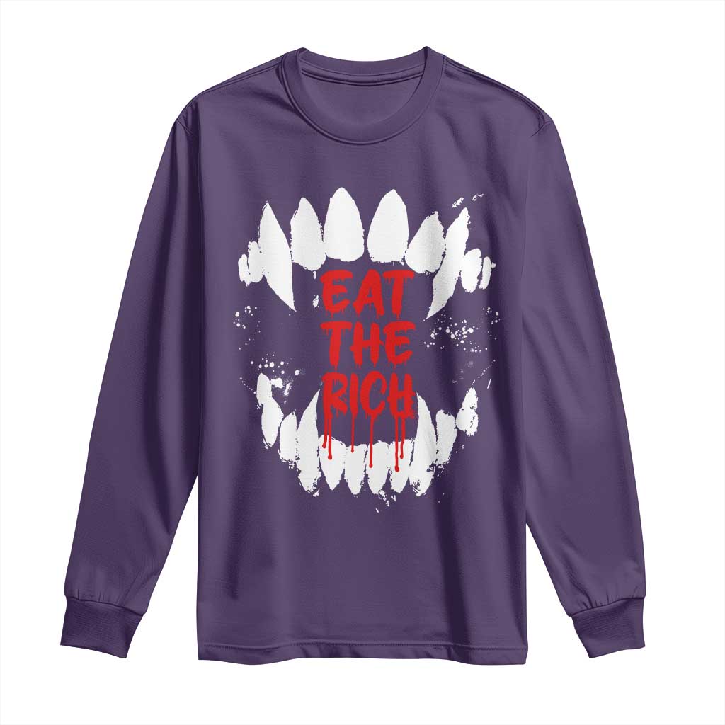 Eat The Rich Long Sleeve Shirt Vamp Fangs Social Activist TS11 Purple Print Your Wear