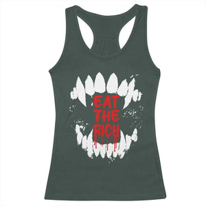 Eat The Rich Racerback Tank Top Vamp Fangs Social Activist TS11 Dark Forest Green Print Your Wear