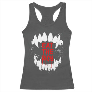Eat The Rich Racerback Tank Top Vamp Fangs Social Activist TS11 Dark Heather Print Your Wear