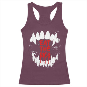 Eat The Rich Racerback Tank Top Vamp Fangs Social Activist TS11 Maroon Print Your Wear