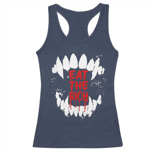 Eat The Rich Racerback Tank Top Vamp Fangs Social Activist TS11 Navy Print Your Wear