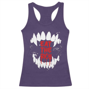 Eat The Rich Racerback Tank Top Vamp Fangs Social Activist TS11 Purple Print Your Wear
