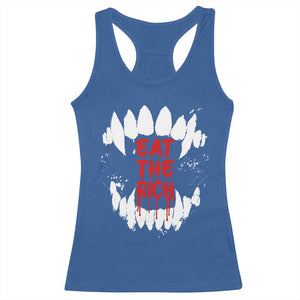 Eat The Rich Racerback Tank Top Vamp Fangs Social Activist TS11 Royal Blue Print Your Wear