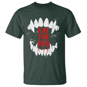 Eat The Rich T Shirt Vamp Fangs Social Activist TS11 Dark Forest Green Print Your Wear