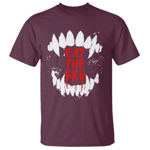 Eat The Rich T Shirt Vamp Fangs Social Activist TS11 Maroon Print Your Wear