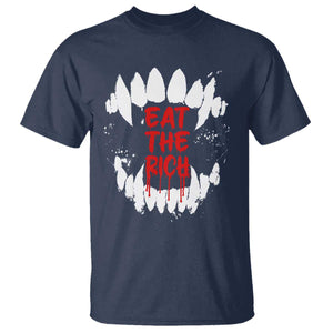 Eat The Rich T Shirt Vamp Fangs Social Activist TS11 Navy Print Your Wear