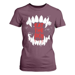 Eat The Rich T Shirt For Women Vamp Fangs Social Activist TS11 Maroon Print Your Wear
