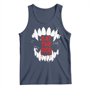 Eat The Rich Tank Top Vamp Fangs Social Activist TS11 Navy Print Your Wear