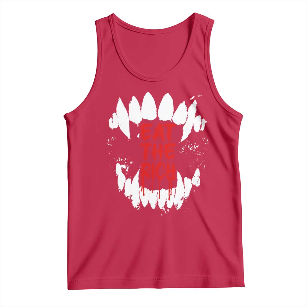 Eat The Rich Tank Top Vamp Fangs Social Activist TS11 Red Print Your Wear