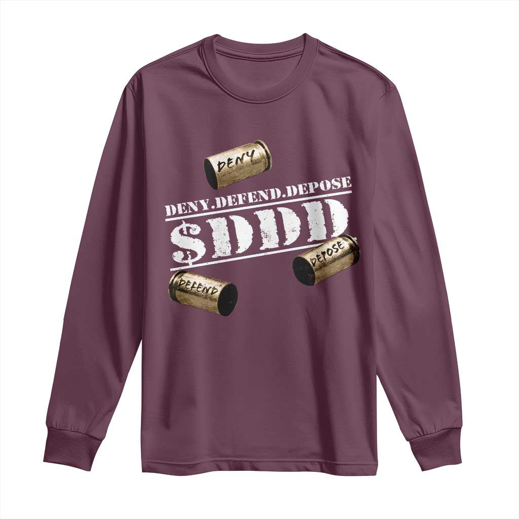 Deny Defend Depose Long Sleeve Shirt $DDD Vintage Bronze Bullet Shells TS11 Maroon Print Your Wear